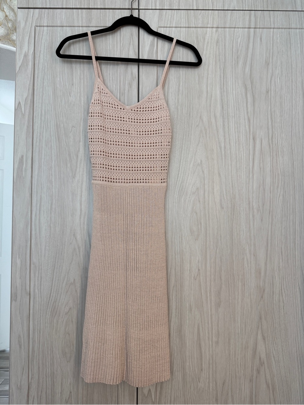 bebe Blush Knit Crochet-Top Midi Dress